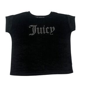Juicy Couture Black Velour Logo Sleepwear Top Size Medium
